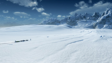 Картинка природа зима горы облака снег
