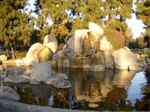 Картинка природа парк камни водопад водоем