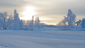 Картинка природа зима снег деревья мост