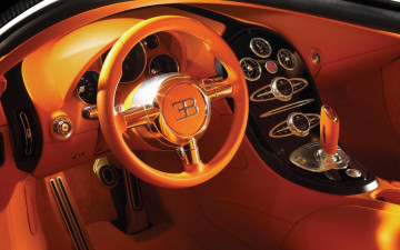 обоя bugatti, veyron, автомобили, спидометры, торпедо, салон, руль