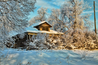 Картинка природа зима снег дом