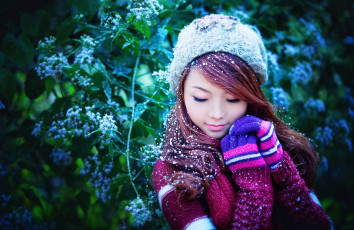 Картинка девушки -unsort+ азиатки сказка снег шапочка