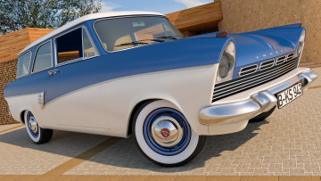 обоя автомобили, 3д, ford, 1957, taunus, 17m, p2