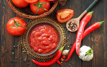 Картинка еда разное соус чеснок перец помидоры