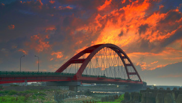 Картинка города -+мосты рассвет