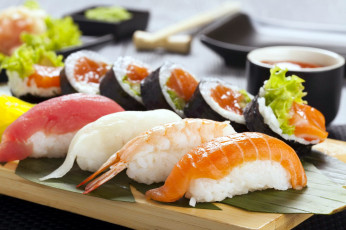 Картинка еда рыба +морепродукты +суши +роллы ассорти суши роллы японская кухня