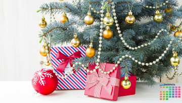 обоя календари, праздники,  салюты, 2018, подарок, игрушки, елка