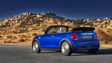 Картинка mini+cabrio+2019 автомобили mini 2019 blue cabrio