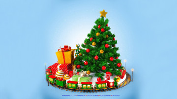 Картинка календари праздники +салюты поезд железная дорога шар игрушка звезда елка