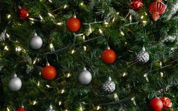 Картинка праздничные ёлки елка шарики гирлянда