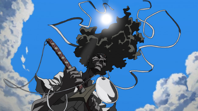 Обои картинки фото видео игры, afro samurai, самурай, оружие, небо, облака