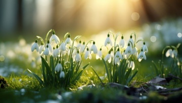 Картинка разное компьютерный+дизайн цветы природа поляна весна подснежники белые первоцветы весенние