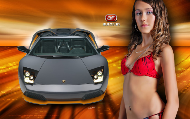 Обои картинки фото lamborghini, murcielago, lp650, автомобили, авто, девушками