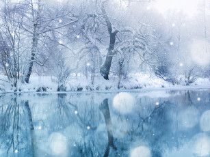 Картинка природа зима голубизна снег
