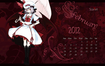 обоя календари, аниме, девочка, зонтик