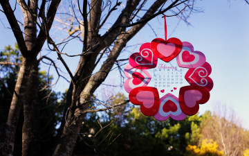 Картинка календари природа дерево сердечки