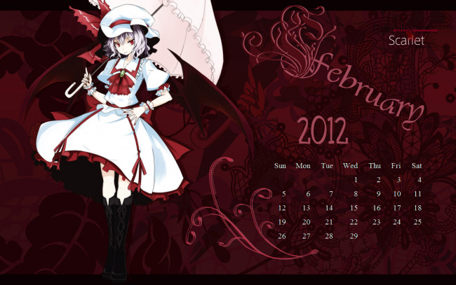 Обои картинки фото календари, аниме, девочка, зонтик