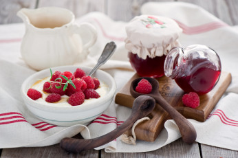 Картинка еда разное творог натюрморт джем завтрак ягоды малина