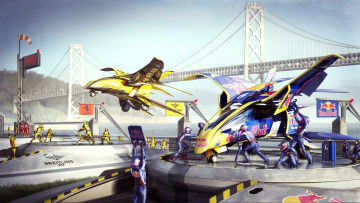 Картинка фэнтези -временный+ не+выбирать аппараты гонки соревнования будущее летающие мост техники механики