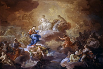 Картинка рисованное живопись мифология картина богородица и святые святая троица религия
