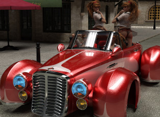 Картинка 3д+графика люди-авто мото+ people-+car+ +moto девушки взгляд фон автомобиль