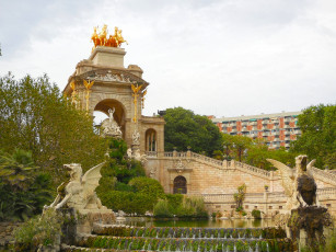 Картинка барселона города барселона+ испания скульптура парк вода