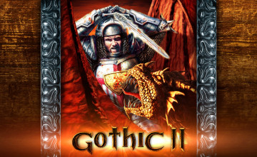 обоя видео игры, gothic ii, рыцарь, дракон, меч