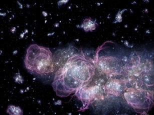 Картинка звёздный фейерверк космос галактики туманности