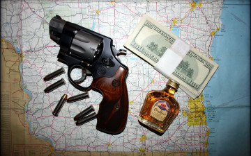 обоя оружие, револьверы, карта, деньги, револвер