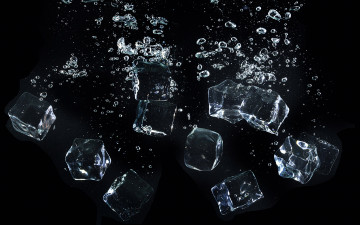 обоя разное, капли, брызги, всплески, кубики, льда, пузыри, лёд, вода