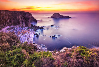 Картинка природа побережье скалы закат море