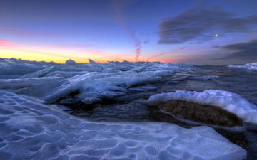 Картинка природа айсберги ледники торосы закат льды