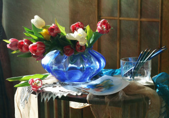 Картинка цветы тюльпаны букет карандаши