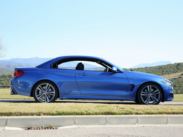 Обои картинки фото автомобили, bmw, 435i, cabrio, m, sport, package, uk-spec, f33, 2014, синий