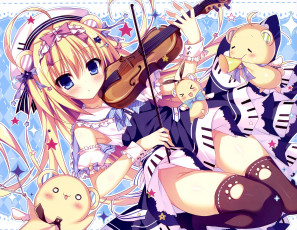 Картинка аниме музыка скрипка shiramochi sakura девушка