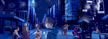 Картинка аниме tokyo+ghoul город ночь гули красные глаза