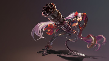 Картинка аниме оружие +техника +технологии ushas пулемёт фон девушка