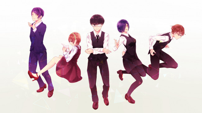 Обои картинки фото аниме, tokyo ghoul, tsukiyama, shuu, kaneki, ken, токийский, гуль, nishio, nishiki, fueguchi, hinami, kirishima, touka, tokyo, ghoul