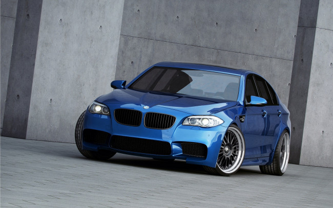 Обои картинки фото bmw m5, автомобили, bmw, f10, wheels, blue, бмв, тонированный, чёрные, m5, синий, black