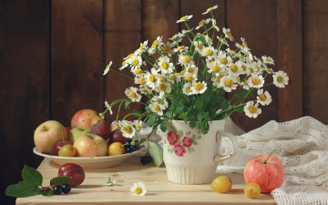 Картинка еда натюрморт букет цветы bouquet still life flowers фрукты яблоки