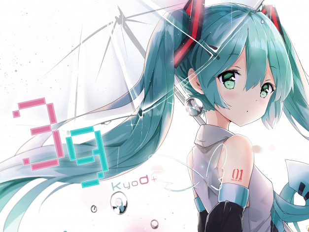 Обои картинки фото аниме, vocaloid, hatsune, miku, kuroi, asahi