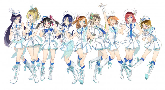 Обои картинки фото аниме, love live,  school idol project, ayase, eri, hoshizora, rin, koizumi, hanayo, kousaka, honoka, minami, kotori, nishikino, maki, sonoda, umi, toujou, nozomi, yazawa, nico