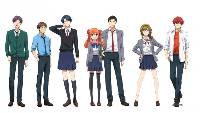 Обои картинки фото аниме, gekkan shoujo nozaki-kun, школьники, девушки, парни