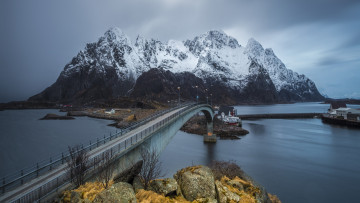 обоя города, - мосты, мост, лофотенские, острова, горы, норвегия