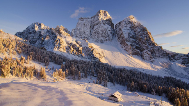 Обои картинки фото природа, горы, зима, dolomiti, del, brenta, италия, доломити-ди-брента