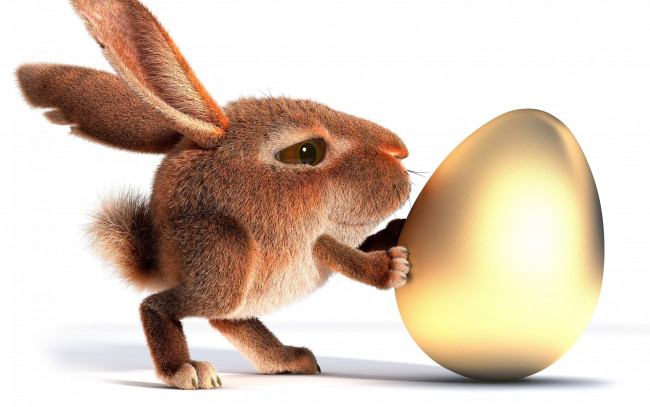 Обои картинки фото 3д графика, юмор , humor, яйцо, кролик