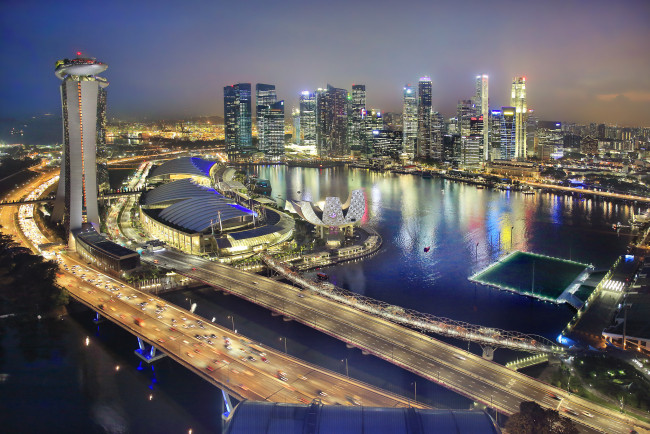 Обои картинки фото singapore marina bay view, города, сингапур , сингапур, панорама