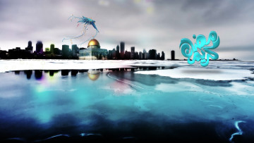 Картинка разное компьютерный+дизайн город птица лед море
