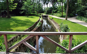 Картинка природа парк аллея ручей мост