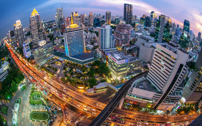 Обои картинки фото города, бангкок, таиланд, hdr, здания, ночь